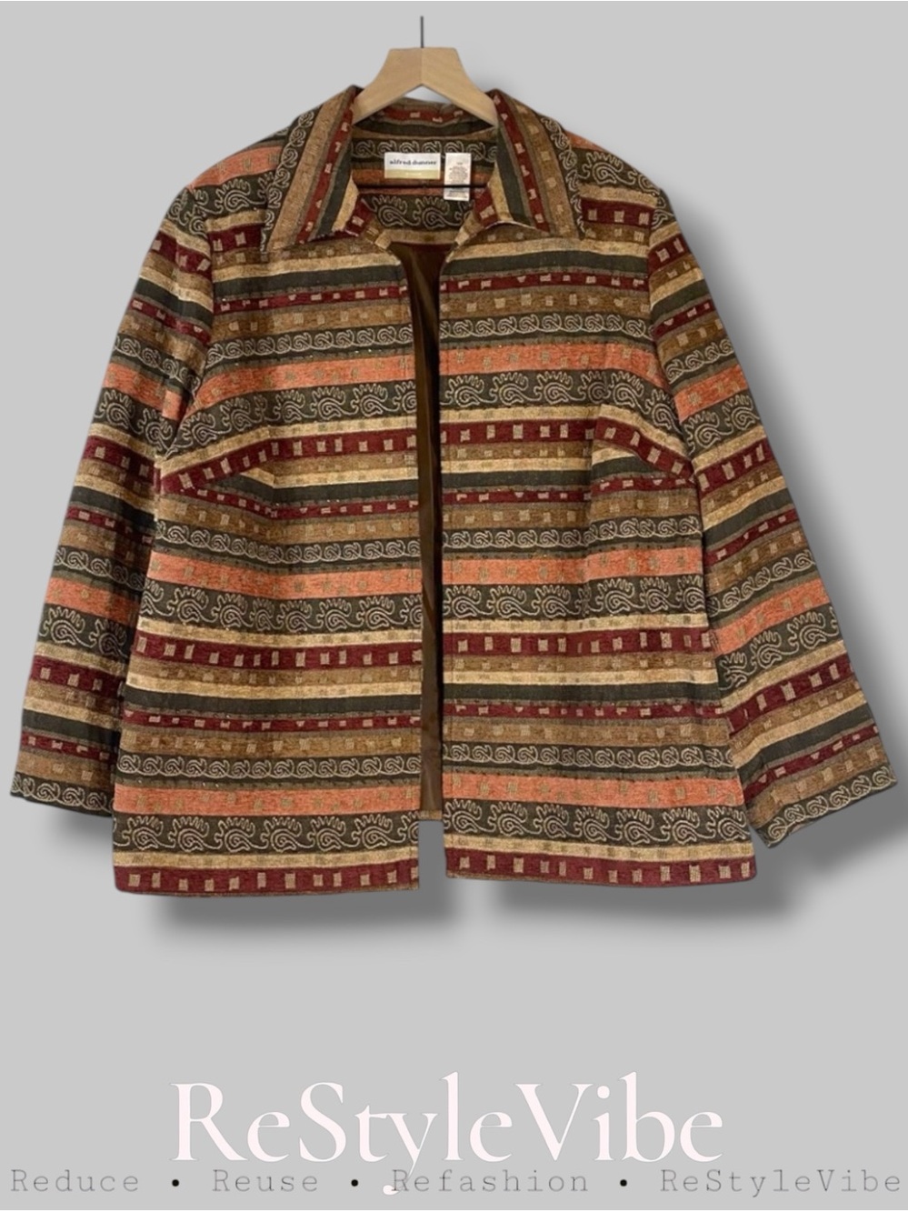 ALFRED DUNNER Women’s Size 18W Jacket Coat Blazer Open Front Beadwork Western